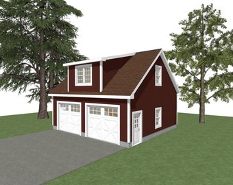 2-Car Garage Plan: 28 x 26, 10' Wall, Studio Above (Digital Download)