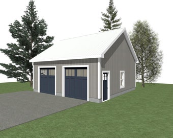 2-Car Garage Plans: 26x26, 10' Wall, 6/12 & 8/12 Pitch (Digital Download)