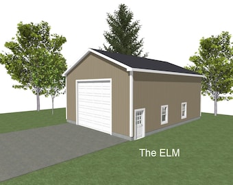 Garageplannen voor 2 wagens: 30 x 40 ft, 16 ft muur (digitale download)