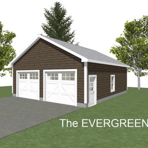 GARAGE PLAN : 28 x 32 - 2 Car Garage Plans - 6/12 and 8/12 Pitch