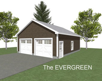 GARAGE PLAN : 28 x 32 - 2 Car Garage Plans - 6/12 and 8/12 Pitch