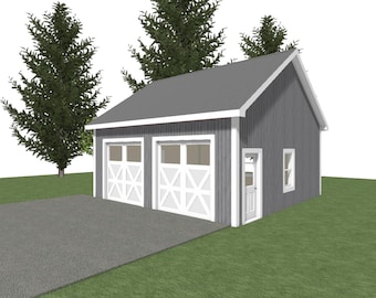 GARAGE PLAN : 26 x 24 - 2 Car Garage Plans - 10' Wall - 8/12 Pitch