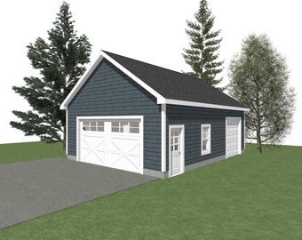 2 Car Garage Plans : 24 x 32, 10' Wall, 8/12 Pitch with Materials List - ( Digital Download )