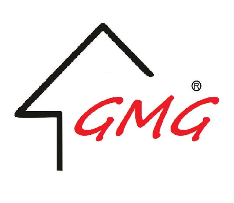 May include: A black house-shaped logo with the red text "GMG" and a registered trademark symbol.