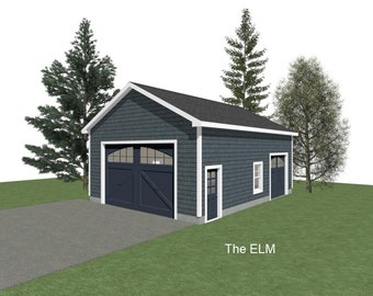 2 Car Garage Plans : 24 x 32, 12' Wall, 6/12 Pitch with Materials List - ( Digital Download )
