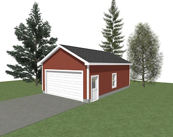 2-Car Garage Plan: 20x30, 10' Wall, 6/12 Pitch (Digital Download)