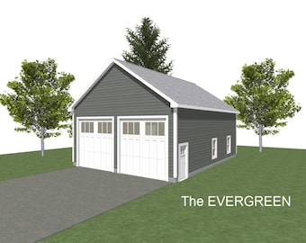 2 Car Garage Plans: 30 x 40, 8/12 Pitch, 14' Wall Height (Digital Download)