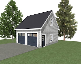 2-Car Garage Plans: 26 x 24, 10' Wall, Studio Above (Digital Download)