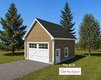 2 Car Garage Plans : 22 x 22, 12' Wall, 10/12 Pitch with Materials List  - ( Digital Download )