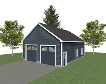 Garageplannen voor 2 wagens: 30 x 40, 10' muurhoogte (digitale download)