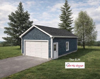 2 Car Garage Plans : 20 x 30, 10' Wall, 6/12 Pitch with Materials List - ( Digital Download )
