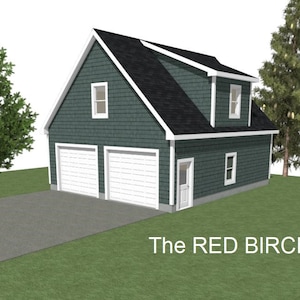 GARAGE PLAN : 28 x 32 - 2 Car Garage Plans - 12/12 Pitch - Studio Above - 10&#39; and 12&#39; Wall Height Included
