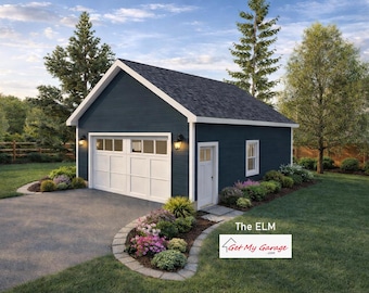 2 Car Garage Plans : 24 x 30, 10' Wall, 6/12 Pitch w/ Materials List  - ( Digital Download )