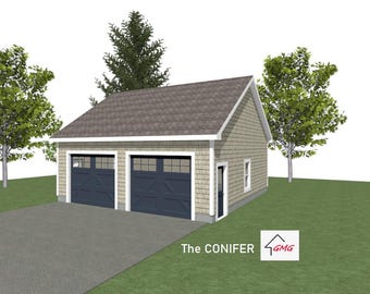 2 Car Garage Plans : 28 x 28, 10' Wall, 6/12 & 8/12 Pitch (Digital Download)
