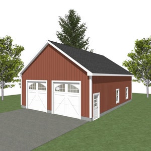 GARAGE PLANS : 30 x 40 - 2 Car Garage Plans - 8/12 Pitch - 12&#39; Wall Height