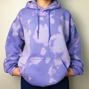 Violet Purple bleach tie dyed hoodie