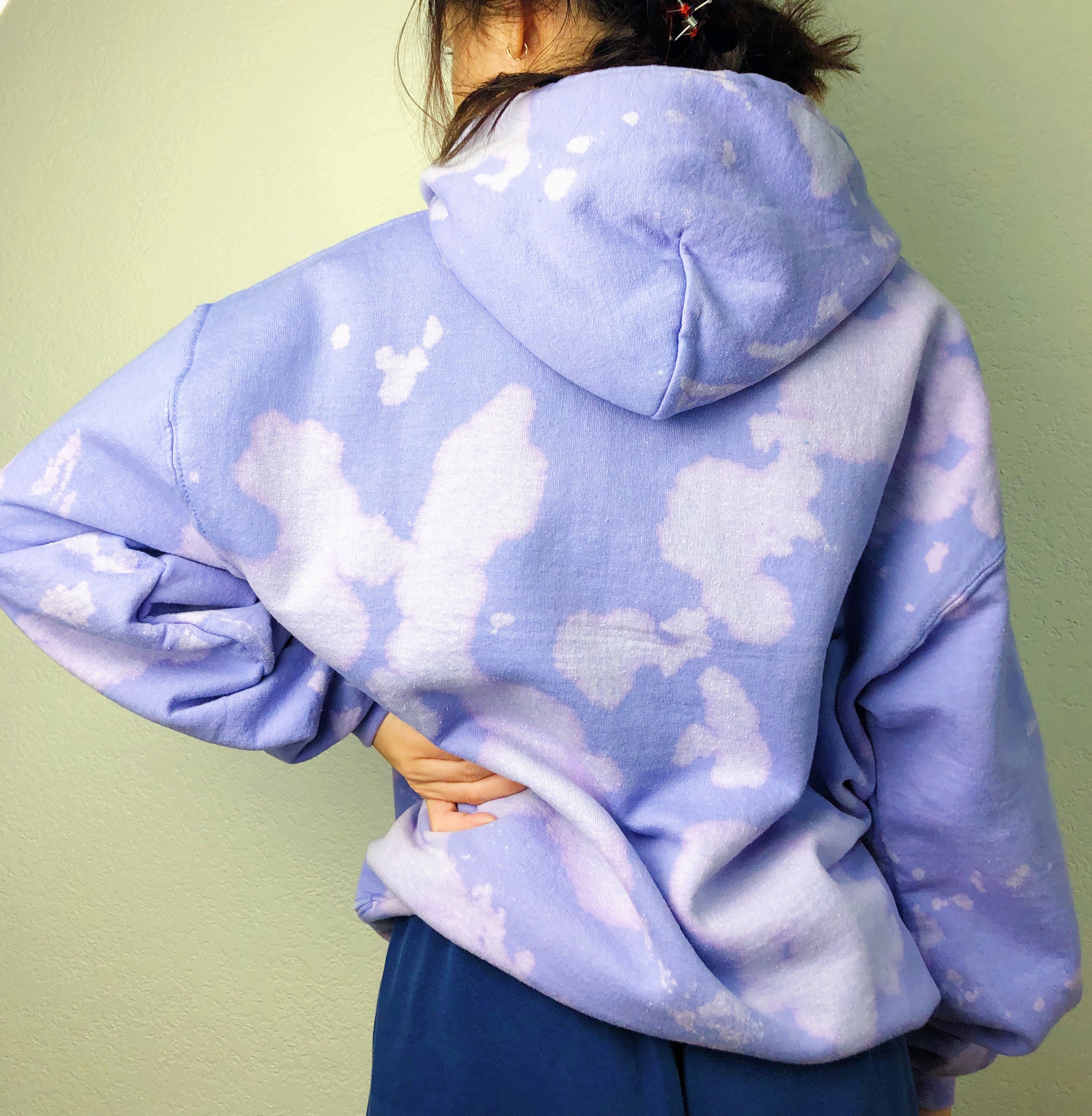 Violet Purple Bleach Tie Dyed Hoodie Etsy