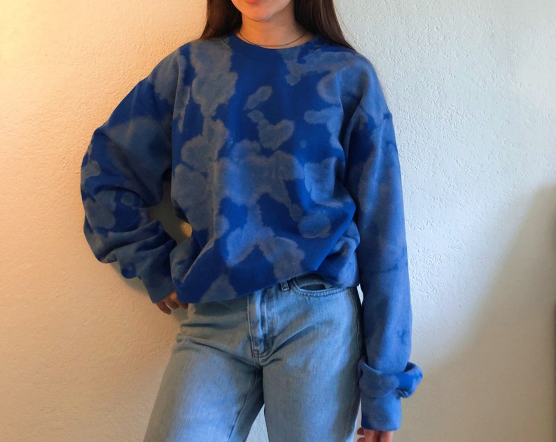 bleach dye navy blue sweatshirt