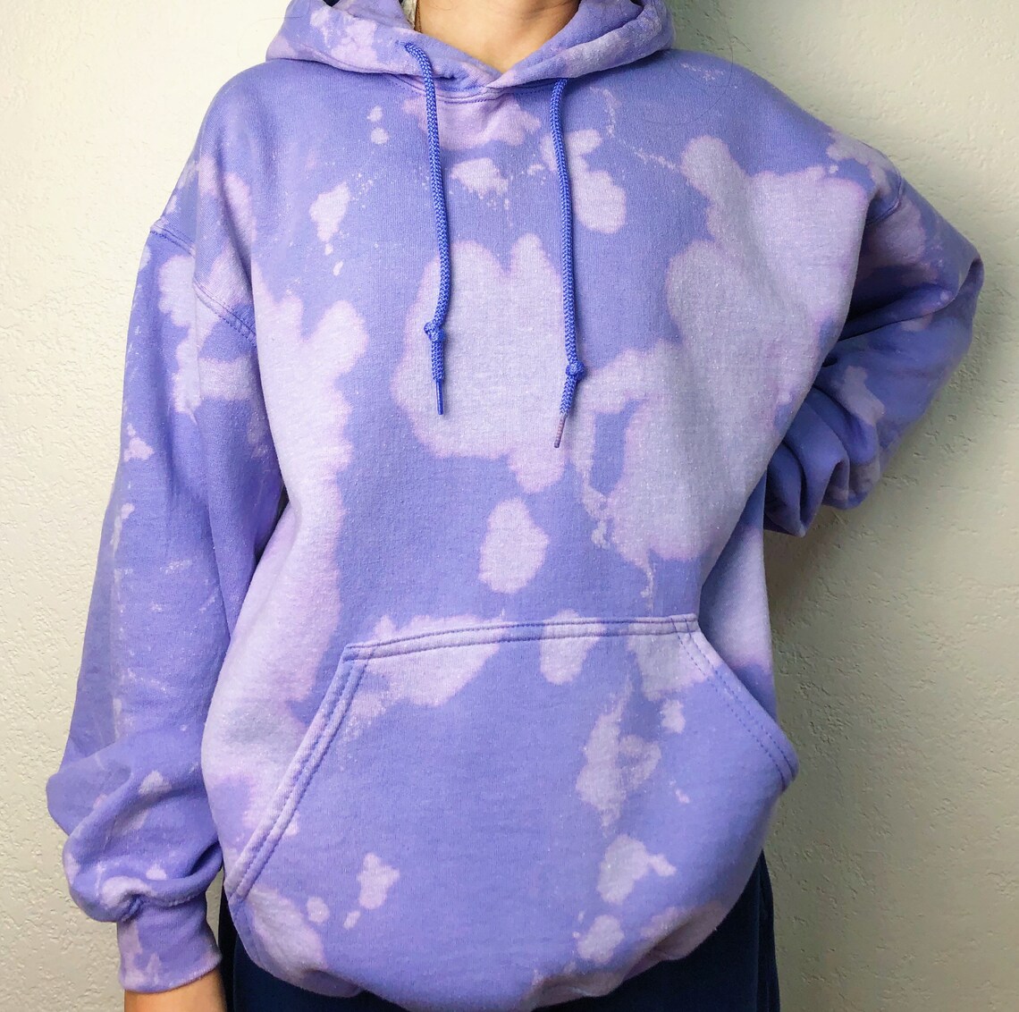 Violet Purple Bleach Tie Dyed Hoodie Etsy