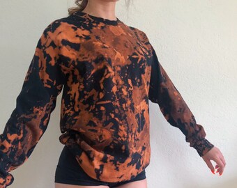 完売品Tie-Dye Bleach Hand Embroidery ブラック Black Bleach Tie Dyed Long Sleeve T-shirt - Etsy