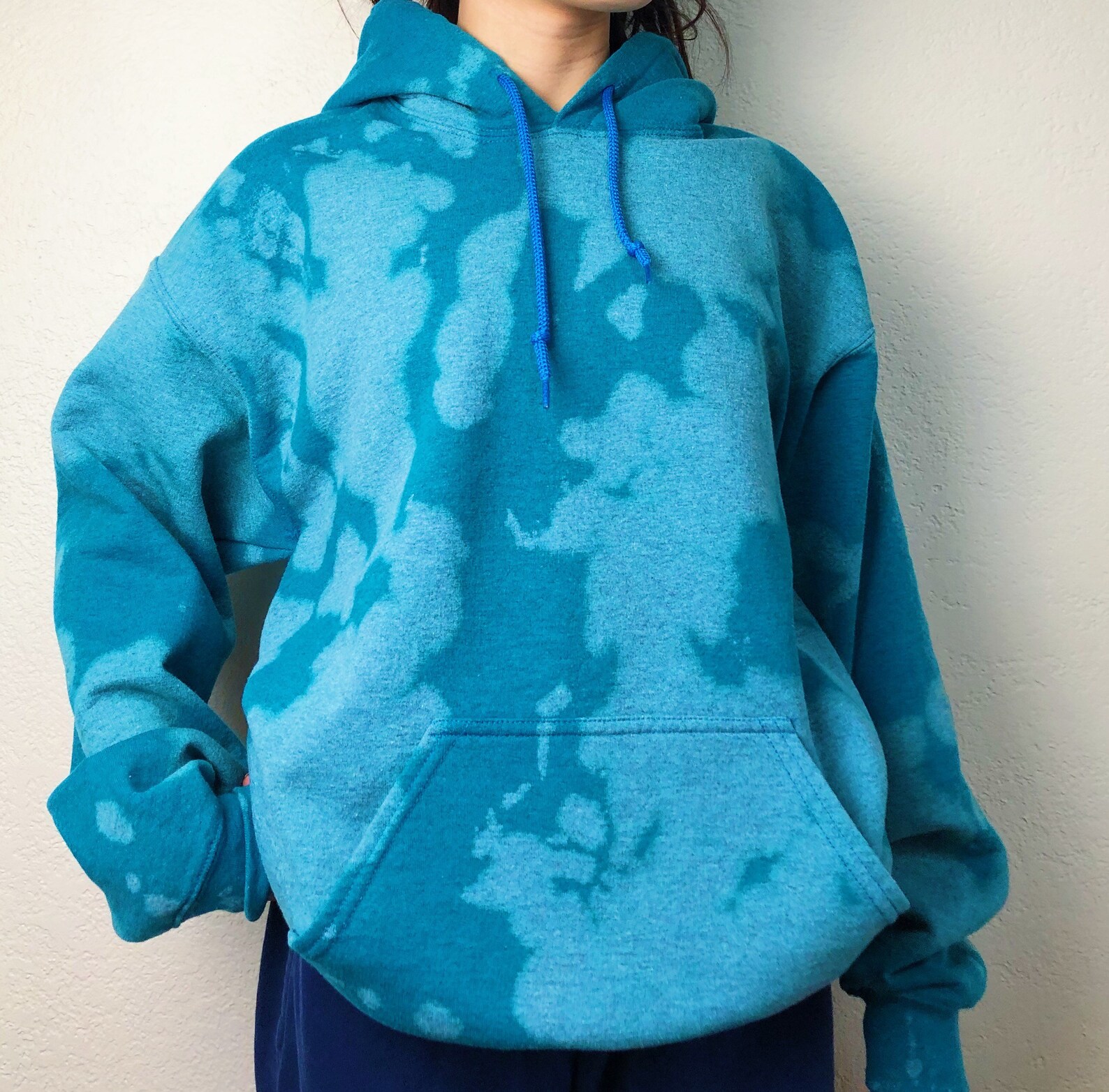 bleach dye navy blue sweatshirt