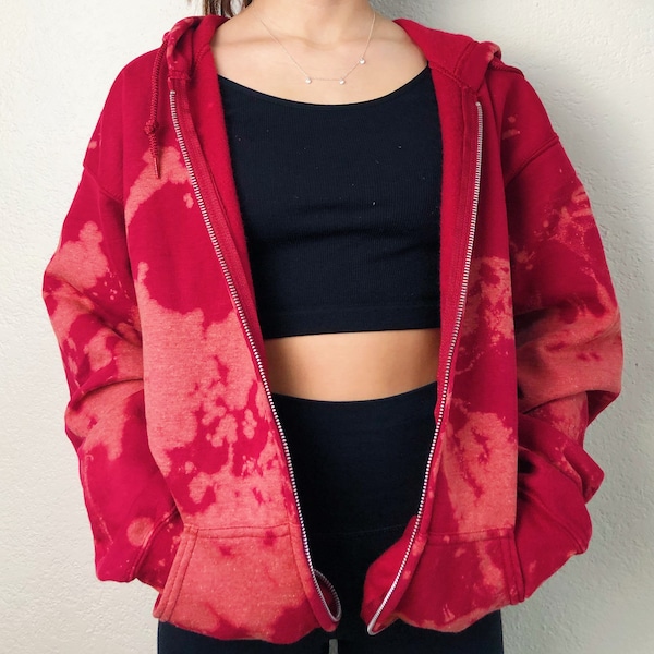 Dark Red Tie Dye Women's Hoodie main image 1
