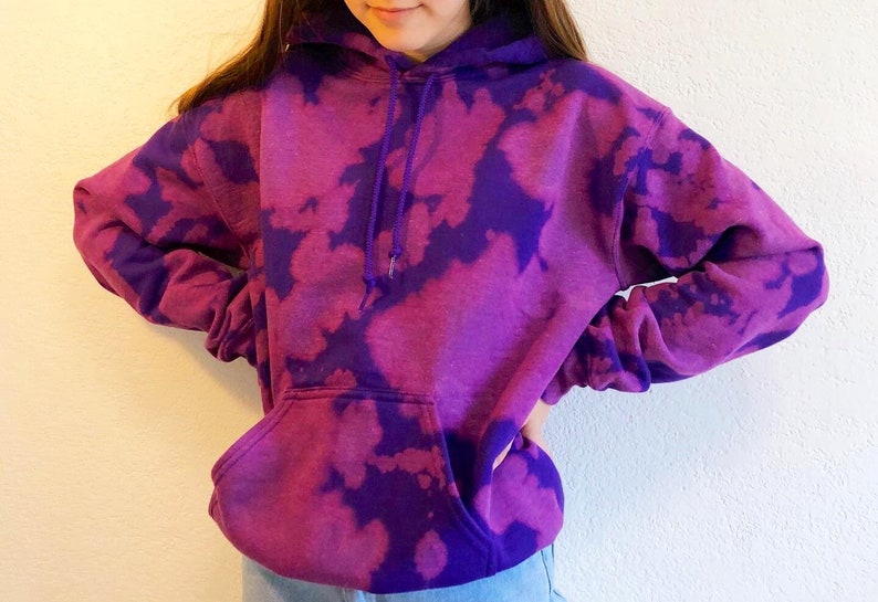 Purple and pink bleach tie dyed sweatshirt/hoodie | Etsy