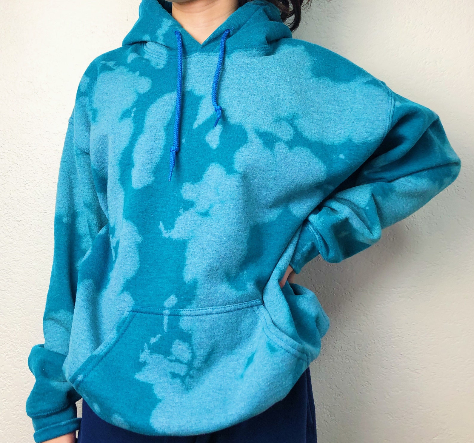 bleach dye navy blue sweatshirt