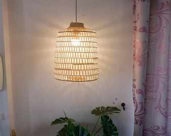 Handgemaakte bamboe hanglamp: geweven hanglamp (maat S)