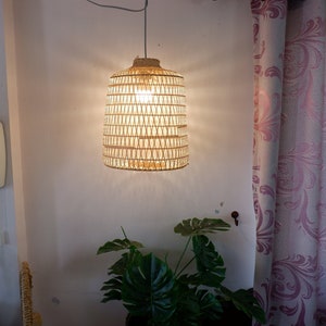S size) Bamboo Pendant Light, Round pendant, Hanging light, Bamboo Lamp, Room lights