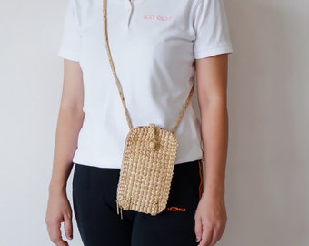 Cell Phone Holder, Cell Phone Bag, Straw Phone Holder, Mobile Phone Case, Eco-friendly bag, Crossbody phone bag