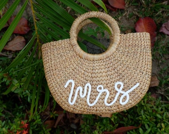 Personalized Bachelorette Party Gift, Personalized Gift, Beach Bag, Straw Bag, 40th Birthday Gift, Water hyacinth Bag, Seagrass Bag