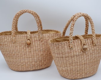 Straw Bag, Water hyacinth basket, Picnic basket, Market Bag, Straw Bag, Straw Tote Bag, Straw Summer Bag, Straw Beach Bag, Summer Bag,