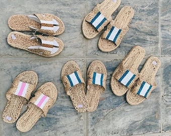 beach sandals, Bohemian Slippers, Straw Sandals, Hotel slippers