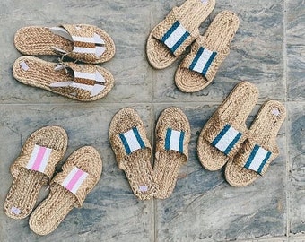 Bohemian Straw Sandals: Handmade Water Hyacinth Beach Slippers