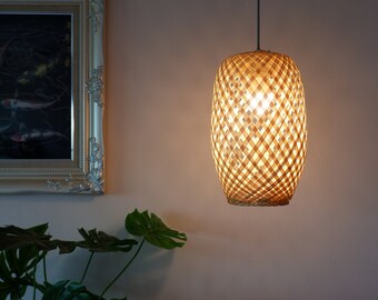 XL Bamboo Pendant Light: Handmade Woven Ceiling Lamp