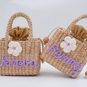 Personalized Straw Purse: Little Girl Crossbody Bag