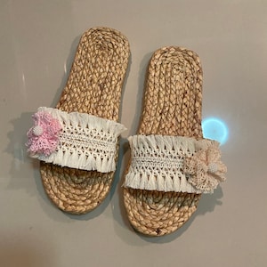 Beach Sandals, Bohemian Slippers, Bohemian Slippers, hotel slippers, Straw Sandals