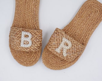 Personalized Bridal Sandals: Water Hyacinth Beach Slippers