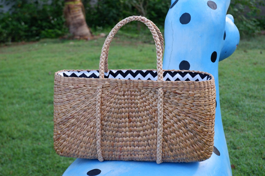Woven Water Hyacinth Straw Beach Tote Bag - Etsy