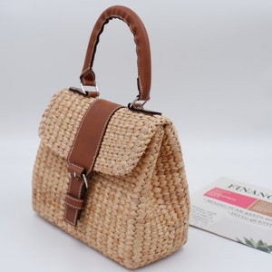 Handwoven Water Hyacinth Straw Bag: Leather Handle Summer Tote - Etsy