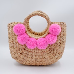 pink straw beach bag, bridesmaid bag, Bridesmaid Gift Bags, Bachelorette party gift bag, thank you gift bag