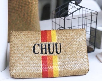 Monogram Straw Beach Bag, Personalized Bridesmaid Gift