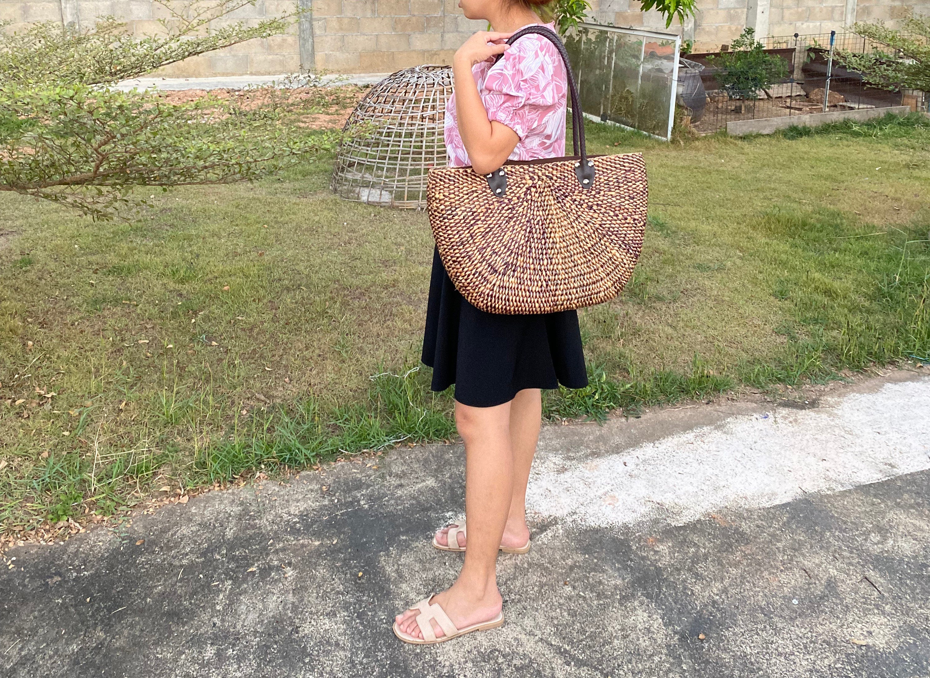 Extra Large Woven Tote Bag: Water Hyacinth Straw Beach Bag - Etsy