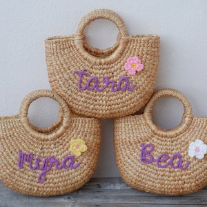 sac en paille personnalisé, sac à main pour fille, sac à main pour fille, sac pour enfant, cadeau de demoiselle d'honneur, sac pour enfant, sac pour fille, mini sac à main pour fille