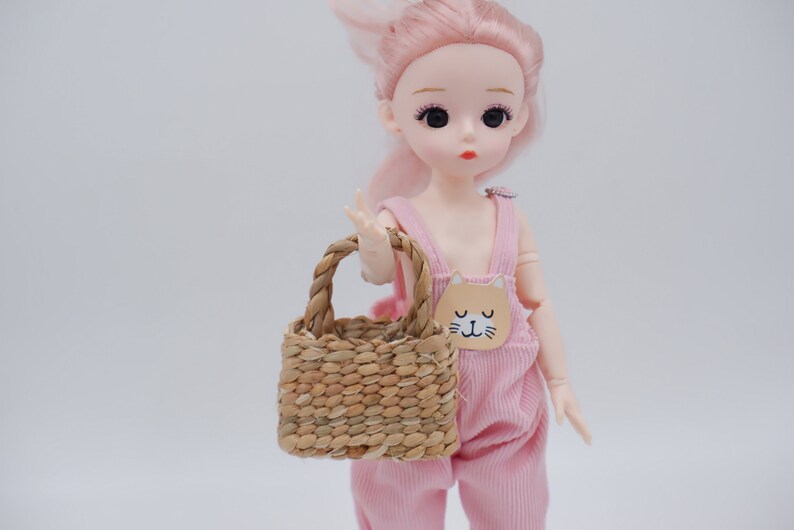 bag for dolls, Doll purses, doll accessories, Miniature Totes bags Dollhouse Handbag zdjęcie 3