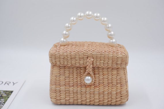 Pearl Straw Bags Straw Crossbody Bag Pearl Handle Bag Pearl