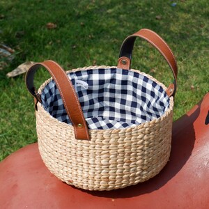 Fruit basket with leather handle, Picnic Basket, Kitchen Decor, home decor, bread basket, vegetable basket, kitchen basket, gift basket image 3