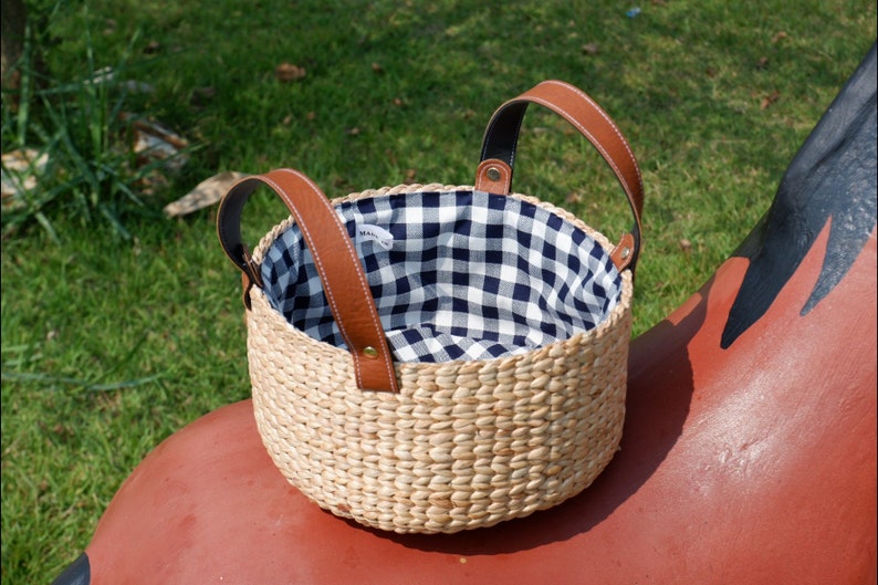 Fruit basket with leather handle, Picnic Basket, Kitchen Decor, home decor, bread basket, vegetable basket, kitchen basket, gift basket image 3