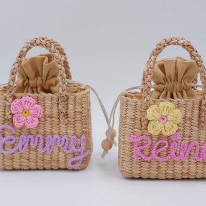 sac à main enfant, sac enfant, cadeau de demoiselle d'honneur, sac enfant, sac fille, mini sac à main fille, sac paille personnalisé, sac à main fille